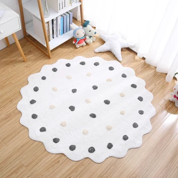 Yuvarlak Polka Dot Halı Çocuklar için Bebek Yumuşak Pamuklu Teepee oyun oyun matı Yatak Odası Oyun Odası Ev Dekorasyon Çocuk zemin halısı Kilim