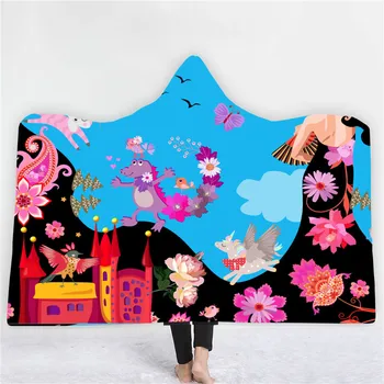 Pembe Kız Baskılı Yün Battaniye Yumuşak Giyebilir Battaniye 3D Baskı Ev Ev Odası Dekorasyon Battaniye Şekerleme Battaniye