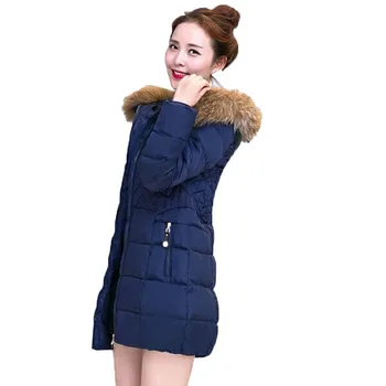 Kadınlar Yeni iç astarlı ceket Orta uzunlukta Bayanlar İnce Kürk yaka Dış Giyim Büyük boy Kadın Parkas Kadın Sıcak Pamuk Ceket 6XLA132