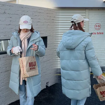 Giyim Kadın Bayan Mont ve Ceketler Uzun Kalınlaşmak Kore Versiyonu Ekmek Servisi Kapşonlu Çıkarılabilir Pamuk