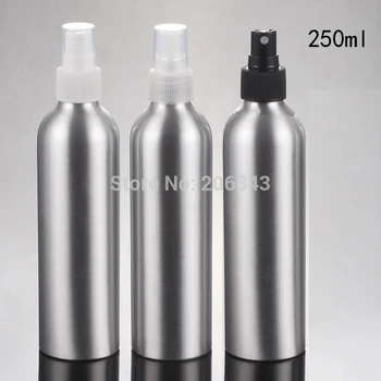 250 ml Alüminyum şişe metal şişe ile beyaz / şeffaf / siyah sis püskürtücü pompası püskürtücü şişe