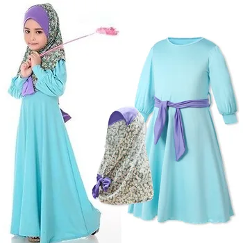 Iki Parçalı Setleri Çiçek Kız Elbise Müslüman Çocuk Abaya Müslüman Başörtüsü Elbiseler Jilbab Peçe Burka Khimar Amira İslam Kaftan Namaz