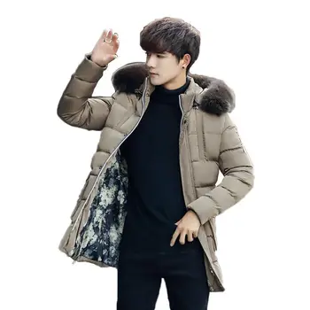 Pamuk dolgulu giysiler erkek Orta uzunlukta Kış Kalın pamuk dolgulu giysiler Sıcak Ceket Kore tarzı slim fit uzun kollu erkek gömlek erkek pamuklu ceket