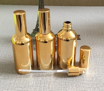 pompa ile toptan 100ml yüksek sıcaklık altın kaplama losyon şişesi,kozmetik ambalaj, sıvı krem için kozmetik şişe 100ml