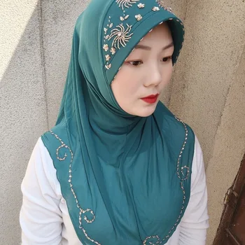 Moda Boncuk Müslüman kızlar başörtüsü şal anında Başörtüsü Kapaklar