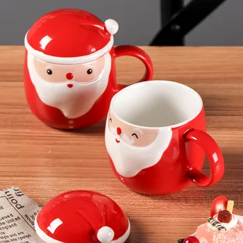 Yaratıcı 3D Noel Şapka Seramik Kahve Kupalar 500 ML Süt bira kupası çay bardağı Ev Dekor Içme Drinkware noel hediyesi