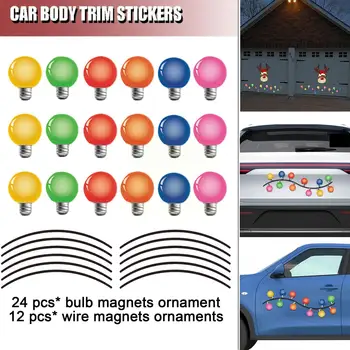 Noel dekorasyon araba Sticker manyetik çıkartması buzdolabı ışık araba Sticker yansıtıcı Santa ampul dekor mıknatıslar baba Sn J7G9