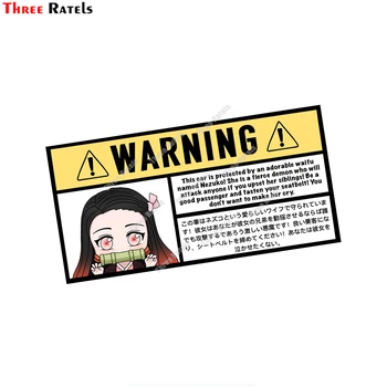 Üç Ratels E27 Uyarı Anime Inspired Nezuko Çıkartmaları Kişiselleştirilmiş Yaratıcı Scratch Etiketler Vinil Malzeme Su Geçirmez Özelliği
