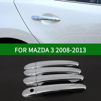 2008-2013 Mazda 3 için ikinci nesil parlak krom gümüş Yan araba Kapı Kolu Kapakları Düzeltir 2008 2009 2010 2012