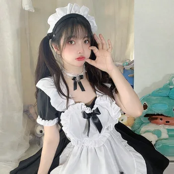 HAYA Seksi Japon Klasik Siyah Hizmetçi Kostüm Cosplay Japon Lolita Yaz Yumuşak Kardeş Çünkü Lolita Elbise Kadınlar Yeni