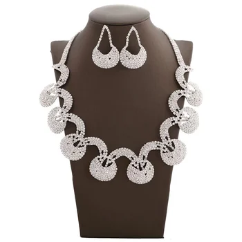 Çeşitli kristal kolye gelin takı setleri Bijoux mariage kadın moda İnci Taklidi Gelin Kolye Takı Toptan
