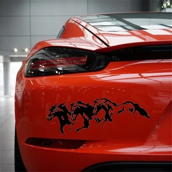 Araba Sticker 3 Atlar Hayvan Şekilli Çıkartması Araba Sticker Moda Yaratıcı Siyah Beyaz Dekorasyon Araba İç Aksesuarları