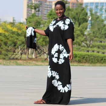Afrika Dashiki Zarif siyah elbise Kadınlar için kadın rahat Gevşek uzun maxi Parti elbise