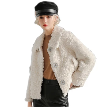 2020 kış kadın yeni yüksek kaliteli yün ceket koyun kesme kürk ceket uzun kapşonlu yün ceket büyük boy