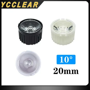 100 adet 10 Derece Açı LED Lens 20mm Tutucu Düz Şeffaf Lens Reflektör 1W 3W Yüksek Güç LED Verici