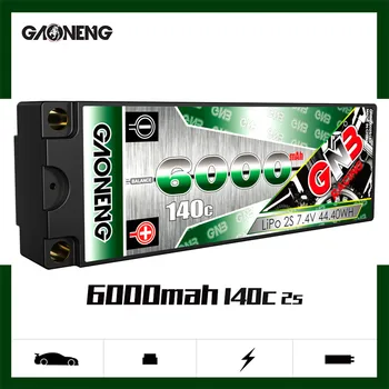 Gaoneng GNB 6000 mAh 2 S 7.4 V 140C Lipo Pil 6mm Dahili Bullet Hard Case T XT60 Fiş için 1: 10 RC Araba Modeli Yedek parça