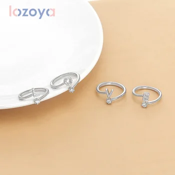 Lozoya 925 Ayar Gümüş Yüzük Kadınlar İçin Güzel Zirkon Moda Zarif Alfabe A-Z Yüzük 2022 Yeni Trend Lüks Takı