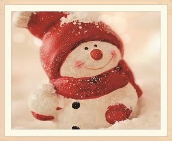 Kırmızı Şapka Kardan Adam 5D DIY Yuvarlak Tam Elmas Boyama Noel Süslemeleri Ev için Elmas Nakış Kış Çapraz Dikiş