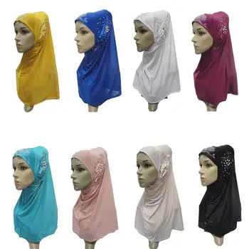 Tek Parça Müslüman Kadınlar Amira Eşarp Başörtüsü Başörtüsü Wrap Tam Kapak Boncuk Şal İslam Türban Şapkalar Arap Bonnet Başkanı Wrap Yeni