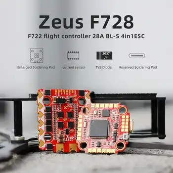 HGLRC Zeus F728 3-6S 20X20mm YIĞINI BMI270 F722 uçuş kontrolörü BLHELİS 28A 4in1 ESC FPV Freestyle Drones DIY Parçaları