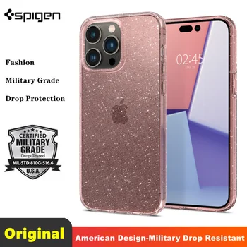 Apple iPhone 14 için Artı Glitter Pembe Şeffaf Kılıf / Spigen [Sıvı Kristal Glitter] Darbeye Dayanıklı Kapak iPhone 14 Pro Max Kılıfları