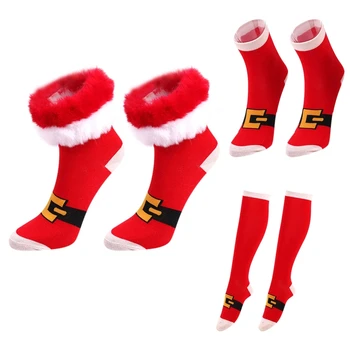 Kadın Noel Çorap Komik Noel Noel Baba Renkli Desen Pamuk Diz Yüksek Tüp Çorap Tatil Yeni Yıl Hediyeleri