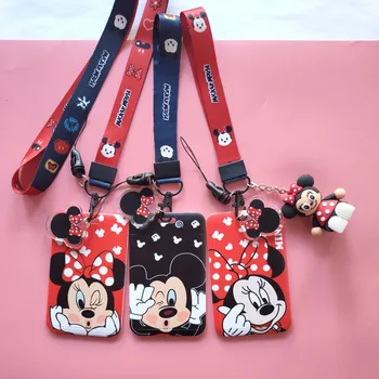 Disney Karikatür Mickey mouse Öğrenci Kampüs Kartı Asılı Boyun çantası kart tutucu Kordon KİMLİK Kartı Yemek Kartı Süsleme Çantası