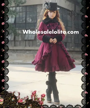 İngiliz Tarzı Uzun Kollu Siyah Yün Klasik Lolita Ceket