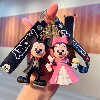 Bentoy Çanta Kolye Anahtarlık Mickey Minnie Düğün anahtarlık sevimli PVC kolye çanta kolye bebek araba anahtarlık