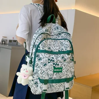 Kız Su Geçirmez Karikatür Baskı Seyahat okul çantası Kadın Sevimli Sırt Çantası Moda Kadın Dizüstü Kolej Sırt Çantası Bayan Kawaii Kitap Çantaları