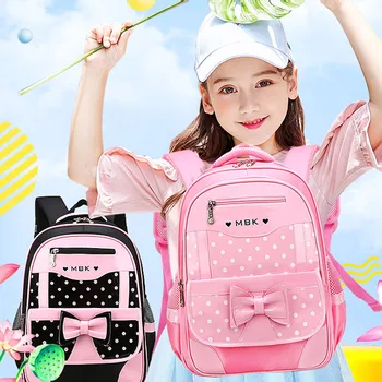 6-12 Yaşındaki çocuk okul çantası seti Kız için Moda Nokta Sevimli Yay okul sırt çantası Başlangıç Okul Hediye Kız için