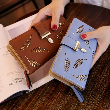 Lüks Tasarım Kadın Cüzdan Hollow Yapraklar Telefon Kılıfı Çanta Deri bozuk para cüzdanı Bayan Kız Kart Sahipleri Uzun el çantası