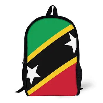 17 İnç Omuz Sırt Çantası St. Kitts Ve Nevis Bayrağı Firma Grafik Rahat Spor Aktiviteleri Sırt Çantası