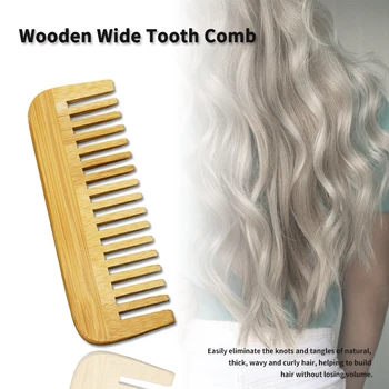 Kendi Marka Logosu Biyobozunur Bambu Geniş Diş Tarak Dolaşık Açıcı Tarak Anti-statik Kıvırcık Saç Kadınlar Erkekler İçin