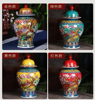 Jingdezhen Kuşlar Phoenix desen seramik tapınak kavanoz vazo Yeni Çin Oturma Odası Süslemeleri porselen Zencefil kavanoz