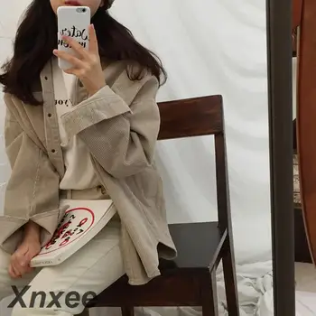 Harajuku Kadife Ceketler Kadın Kış Sonbahar Palto Paltolar Kadın Büyük Üstleri Sevimli Ceketler Düz Renk Giyim Xnxee