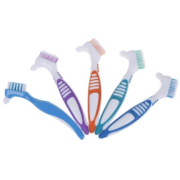 Protez Temizleme Fırçası Çok Katmanlı Kıllar Yanlış Diş Fırçası Ağız Bakımı Aracı Kıllar ve Ergonomik Kauçuk Kolu