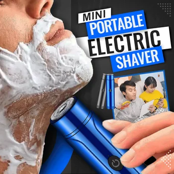 Mini taşınabilir elektrikli tıraş makinesi döner kafa sakal bıçak öz-yardımcısı saç makinesi erkekler için sakal jilet ıslak-kuru çift kullanımlı su geçirmez
