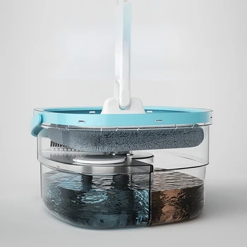 Mikrofiber Tembel Hiçbir El Yıkama Zemin Yüzen 360 Bezleri Ev Temizlik Araçları Temiz Su Kanalizasyon Ayırma Paspas Kova İle