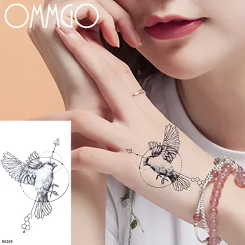 OMMGO Barış Güvercini Geçici Kol Dövmeler Kadınlar İçin Ok Yuvarlak Hummingbird Dövmeler Su Geçirmez Sahte Dövme Çıkartmalar Vücut Boyun Sanat