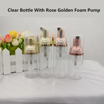 10 adet 30 60ml Plastik Köpük pompa şişesi Boş Yüz Lashes Temizleyici Kozmetik Şişe Sabunluk köpük şişesi Gül altın köpük