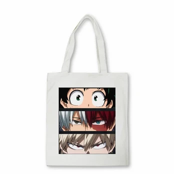 My Hero Academia alışveriş çantası manga kanvas çanta omuzdan askili çanta Kadın Harajuku Çanta omuz çantaları anime çanta tote çanta