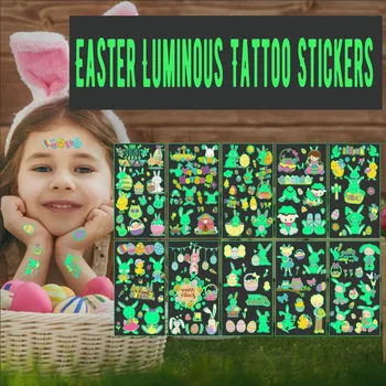 paketleri çocuk aydınlık Paskalya dövme çıkartmalar sevimli karikatür tavşan yumurta geçici dövme çıkartmalar dövme