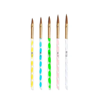 HOTSALE 5 adet / takım 2#/4#/6#/8#/10#12# Sable Fırça Kalem Oyma Akrilik Nail Art Builder Fırça Tasarım akrilik Tırnak Fırçaları için Set