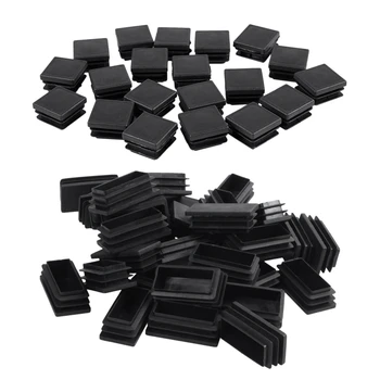 50 Adet Siyah Plastik Kare Kör Uç Kapakları boru ek parçaları, 20 Adet 25Mm X 25Mm ve 30 Adet 25X50mm