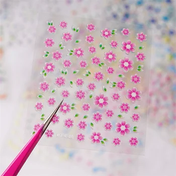 30 adet Renkli Simülasyon Çiçek Nail Art Etiketler DIY Manikür Tasarım Aşk / Yay Tırnak Çıkartması Transfer Çıkartmalar Tırnak Sanat Dekorasyon
