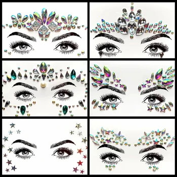 Kadın Moda Flaş Gözler Takı Taşlar Glitter Yüz Dövme Etiket Seçilmiş Bohemia Makyaj Araçları Macun Göz Dekorasyon Vücut Sanatı