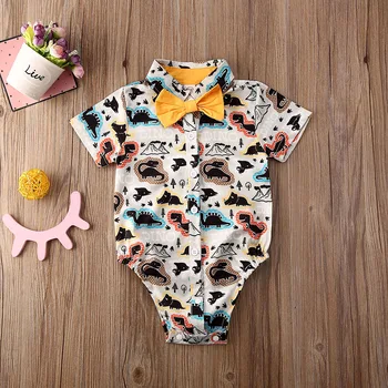 YENİ 2020 Yürüyor Bebek Erkek Bebek Beyefendi Giysileri Kısa Kollu Romper Tulum Kıyafet