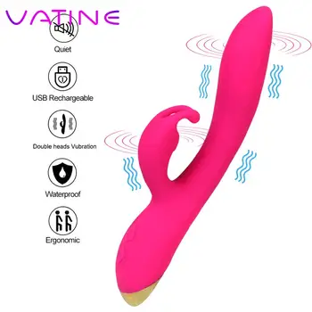 VATINE Tavşan Vibratör G-Spot Klitoris Stimülatörü Mastürbasyon Vajinal Masaj 9 Frekans USB Şarj Edilebilir Seks Oyuncakları Kadınlar için