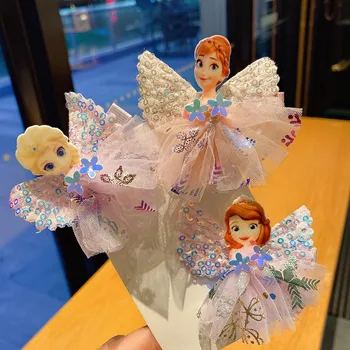 Disney Dondurulmuş Elsa saç aksesuarları Prenses Gazlı Bez Etek Firkete Sofya Anna Bebek Sarma Bezi Basınç Klip Süper Peri Kız